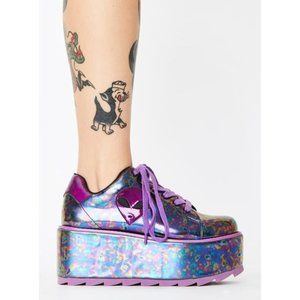 YRU purple slick 👽😈lala alien platform sneaker